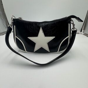 Silence Noise Black White Star Shoulder Bag Small Zip Purse